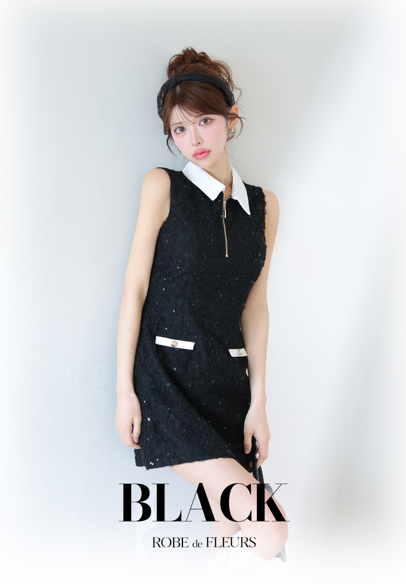 ローブドフルール　ブラック　ドレス ROBE de FLEURS Glossy】 ローブ・ド・フルール グロッシー - sugar