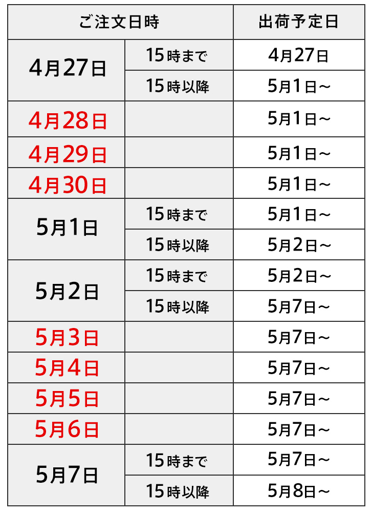 GW休暇カレンダー