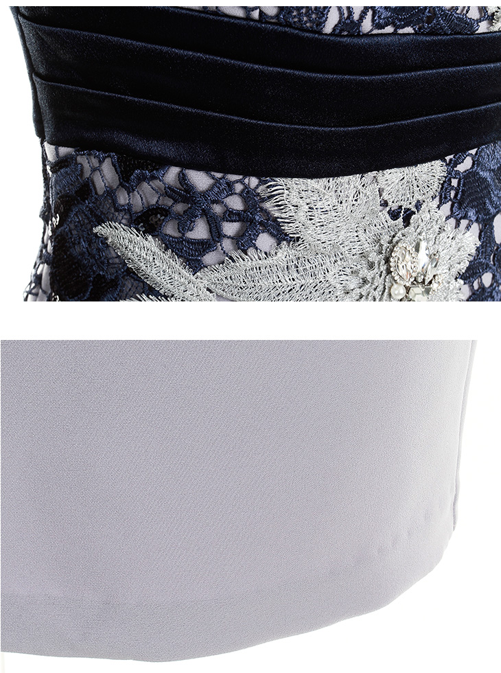 ケミカルレース フラワー刺繡 袖あり オフショルダー タイトミニドレスのカラーバリエーション