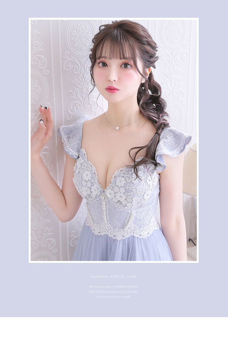 XS～Lサイズあり】Flower pearl feminine dress(fm2381)