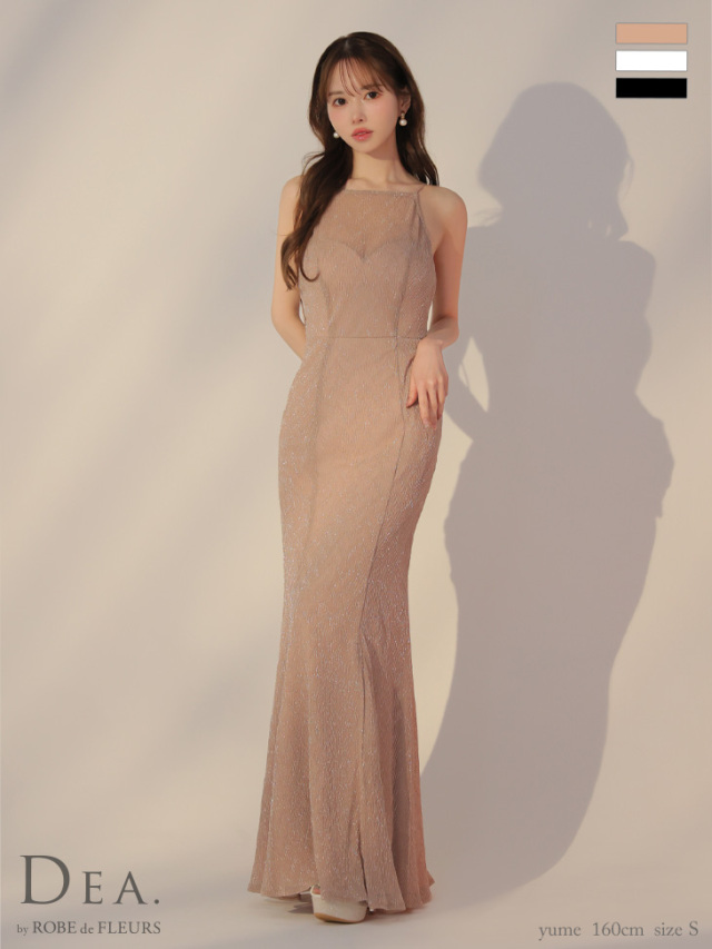 新品　dea robe de fleurs ロングドレス　S オレンジ XS～Lサイズあり】レースティアードチュールフレアロングキャバドレス